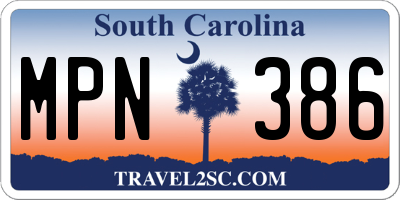 SC license plate MPN386