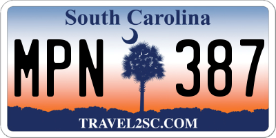 SC license plate MPN387