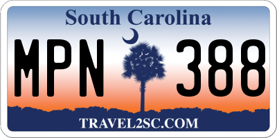 SC license plate MPN388