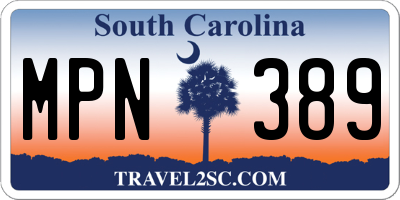 SC license plate MPN389