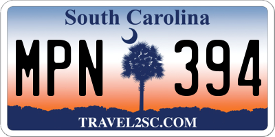 SC license plate MPN394
