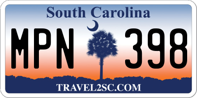 SC license plate MPN398