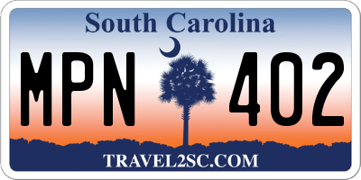 SC license plate MPN402