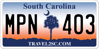 SC license plate MPN403
