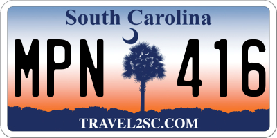 SC license plate MPN416