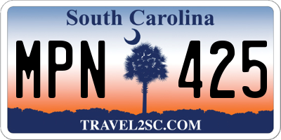 SC license plate MPN425