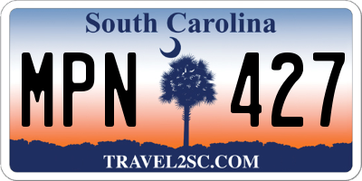 SC license plate MPN427