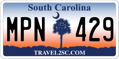 SC license plate MPN429