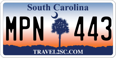 SC license plate MPN443