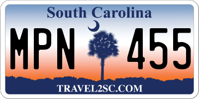 SC license plate MPN455