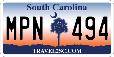 SC license plate MPN494