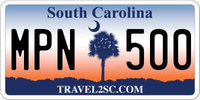 SC license plate MPN500
