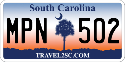 SC license plate MPN502