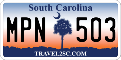 SC license plate MPN503