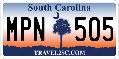 SC license plate MPN505