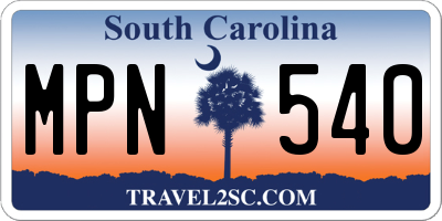 SC license plate MPN540