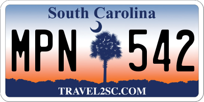 SC license plate MPN542