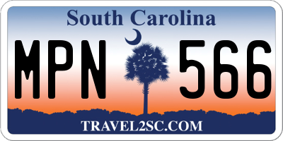 SC license plate MPN566