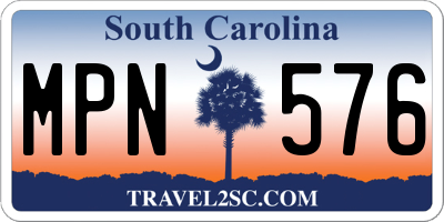 SC license plate MPN576