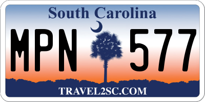 SC license plate MPN577
