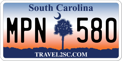 SC license plate MPN580