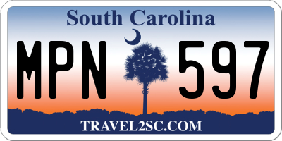 SC license plate MPN597