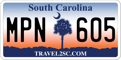 SC license plate MPN605