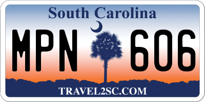 SC license plate MPN606