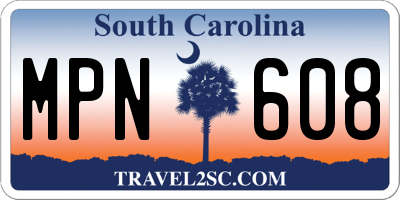 SC license plate MPN608