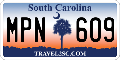 SC license plate MPN609