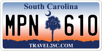 SC license plate MPN610