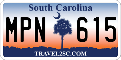 SC license plate MPN615