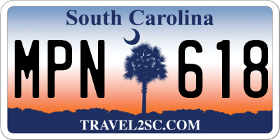 SC license plate MPN618