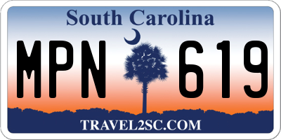 SC license plate MPN619