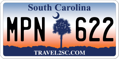 SC license plate MPN622
