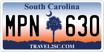 SC license plate MPN630