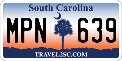 SC license plate MPN639