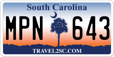 SC license plate MPN643