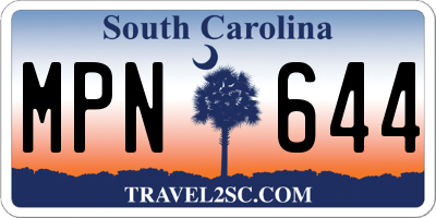SC license plate MPN644
