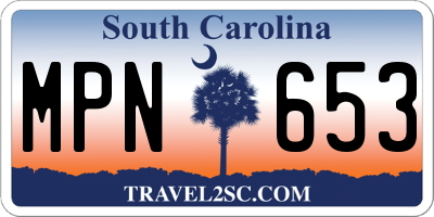 SC license plate MPN653
