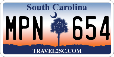 SC license plate MPN654