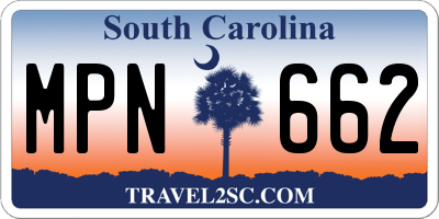 SC license plate MPN662