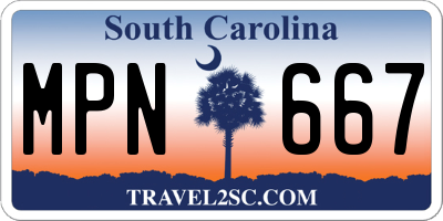 SC license plate MPN667