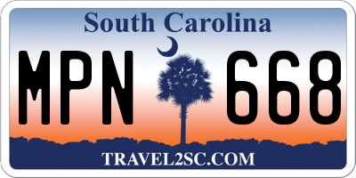 SC license plate MPN668