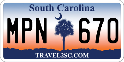SC license plate MPN670