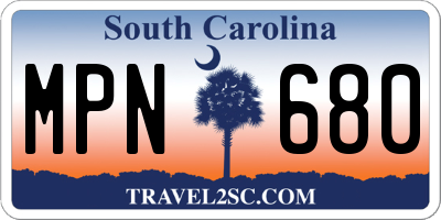 SC license plate MPN680