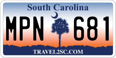 SC license plate MPN681