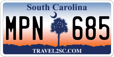 SC license plate MPN685