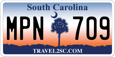 SC license plate MPN709