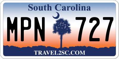 SC license plate MPN727